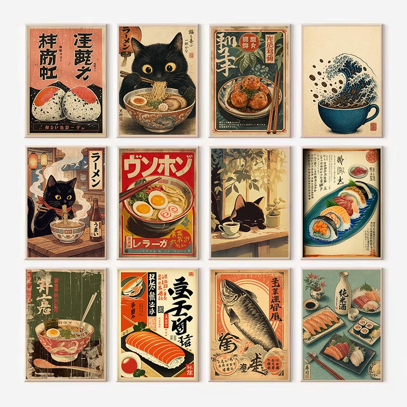 Japanese Food Lifestyle - Póster Vintage japonés de rollos de