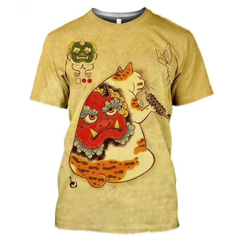 Japan Lifestyle And Culture - Camiseta con Estampado 3D de Gato